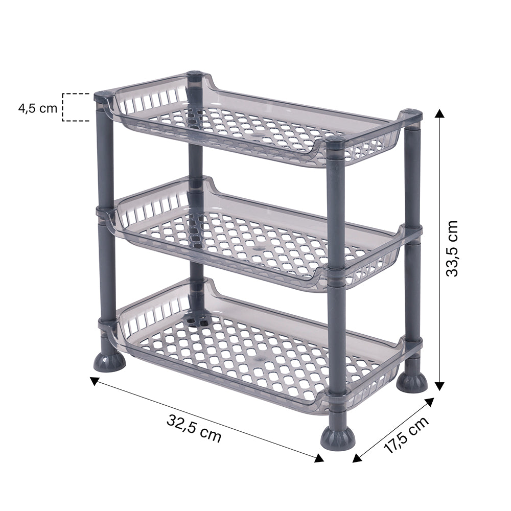 Carrello scaffaletto da cucina piccolo a 3 ripiani 32,5x17,5xh.33,5 cm