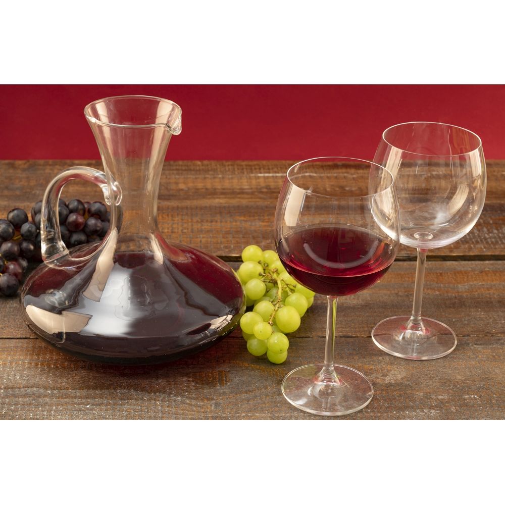 Decanter areatore per vino in vetro borosilicato 1,8 litri con manico Rubino