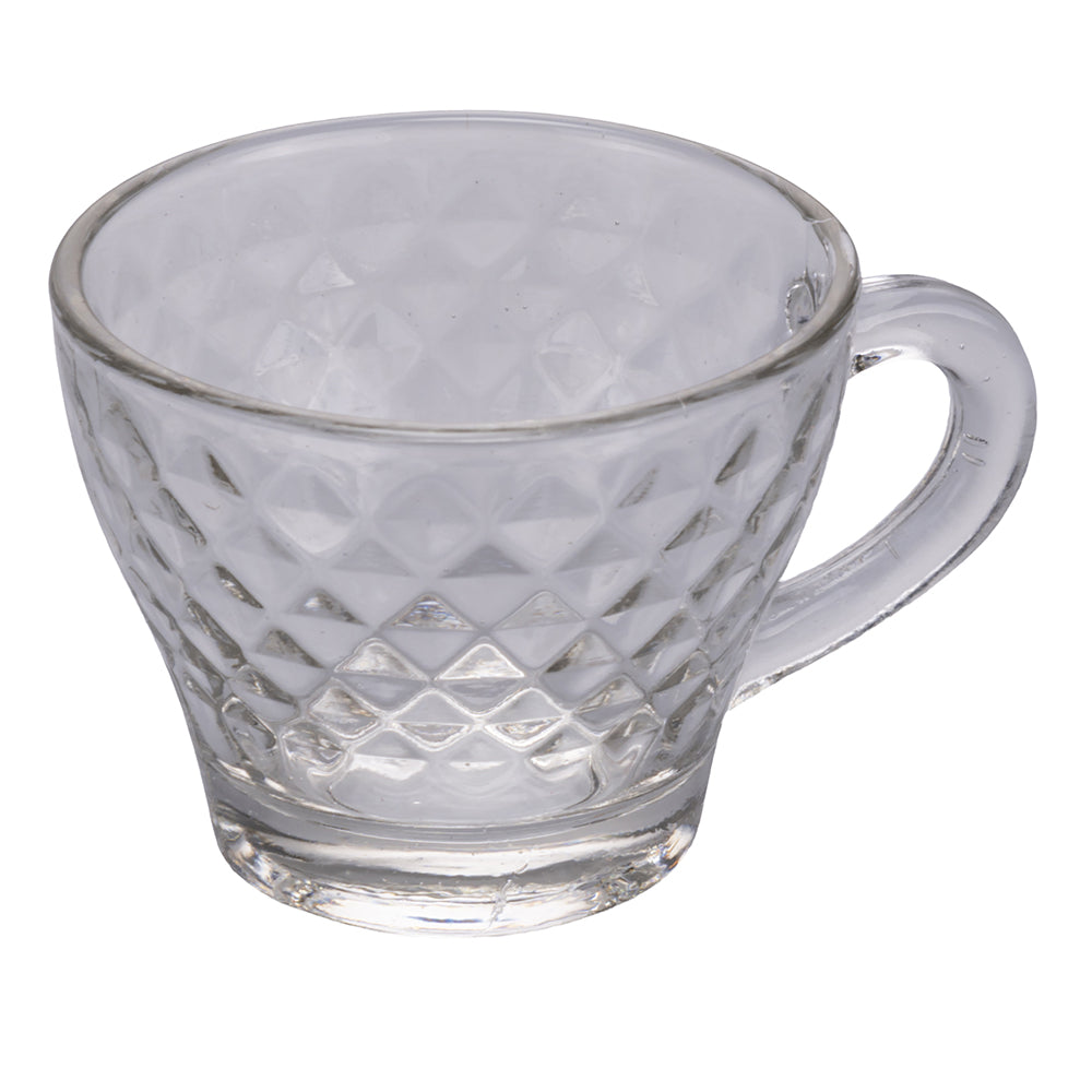 Set 6 tazzine caffè 90 ml in vetro trasparente, Marquise Diamond