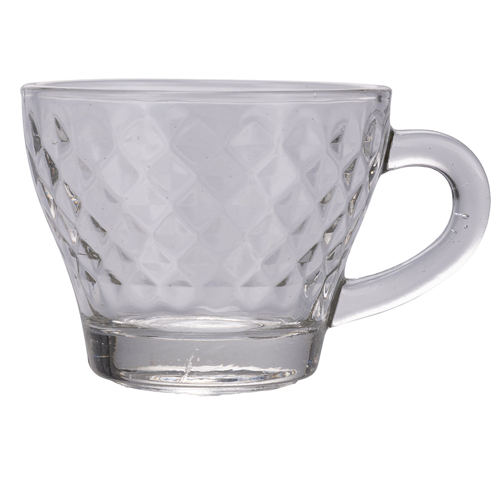 Set 6 tazzine caffè 90 ml in vetro trasparente, Marquise Diamond