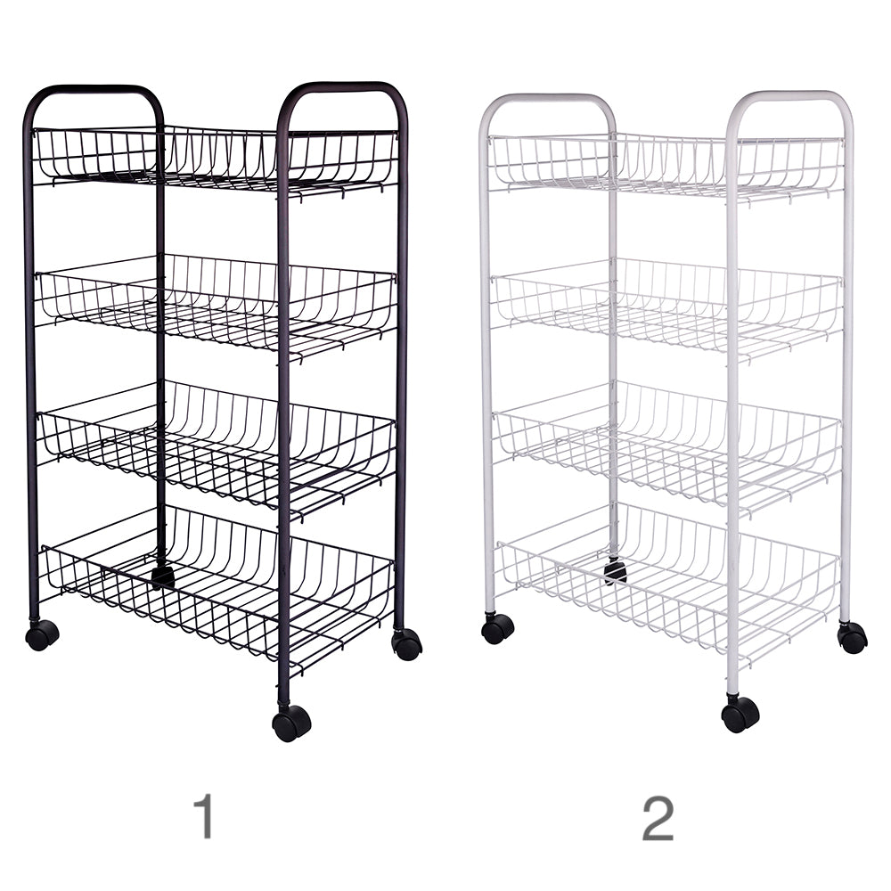 Carrello scaffale 41x26,5x75 cm in metallo da cucina con 4 ripiani e ruote