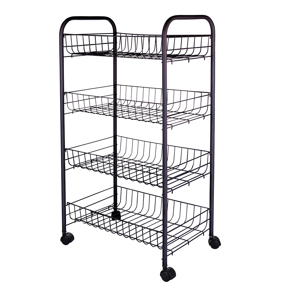 Carrello scaffale 41x26,5x75 cm in metallo da cucina con 4 ripiani e ruote