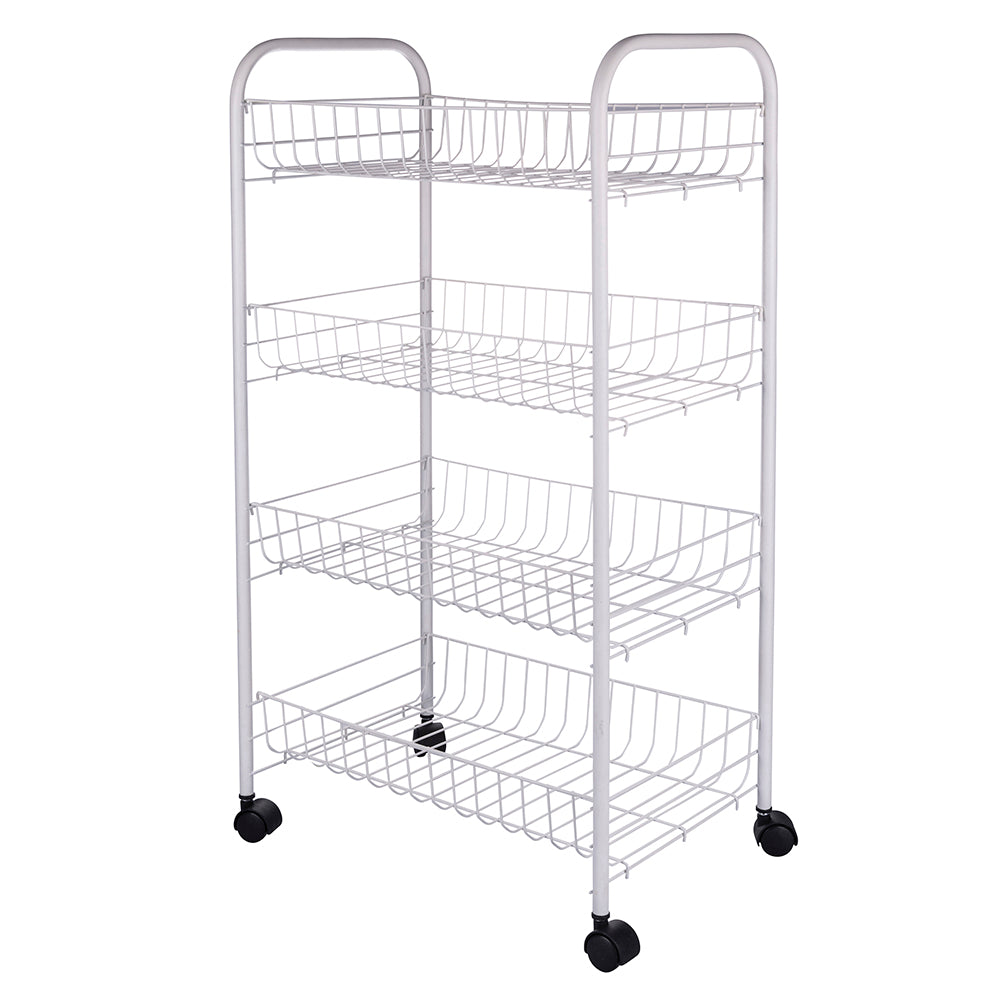 Carrello scaffale 41x26,5x75 cm in metallo da cucina con 4 ripiani e ruote