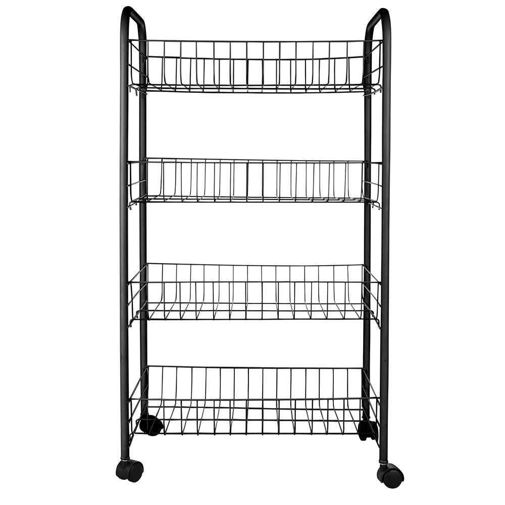 Carrello scaffale 41x26,5x75 cm in metallo da cucina con 4 ripiani e ruote