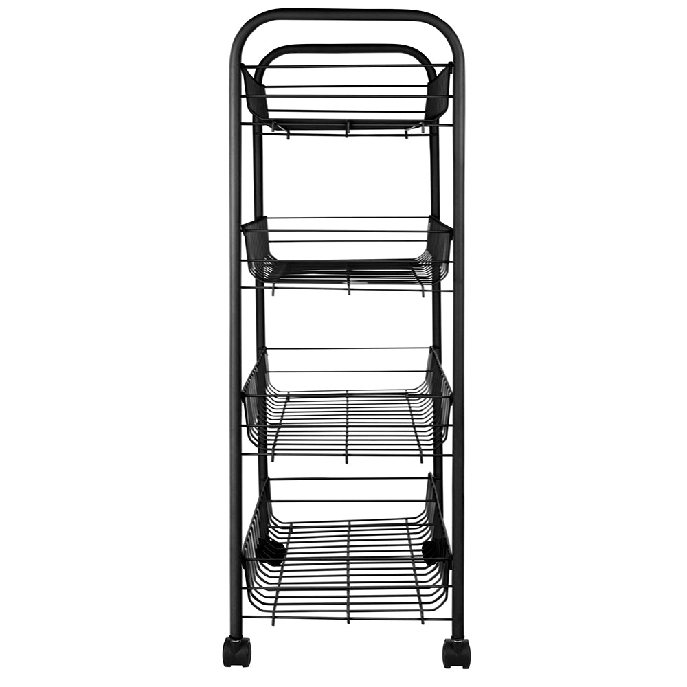 Carrello scaffale 41x26,5x75 cm in metallo da cucina con 4 ripiani e ruote