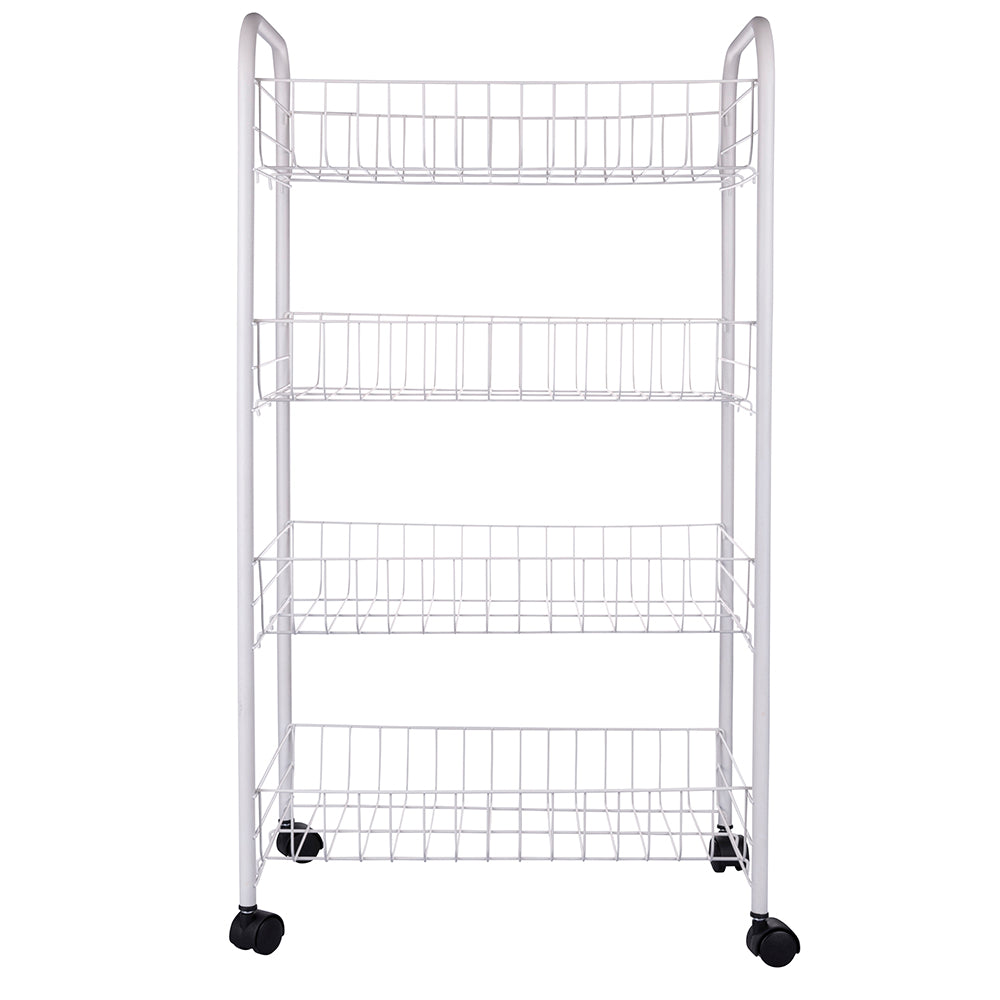 Carrello scaffale 41x26,5x75 cm in metallo da cucina con 4 ripiani e ruote