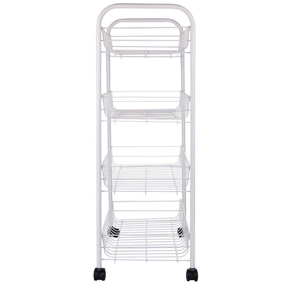 Carrello scaffale 41x26,5x75 cm in metallo da cucina con 4 ripiani e ruote