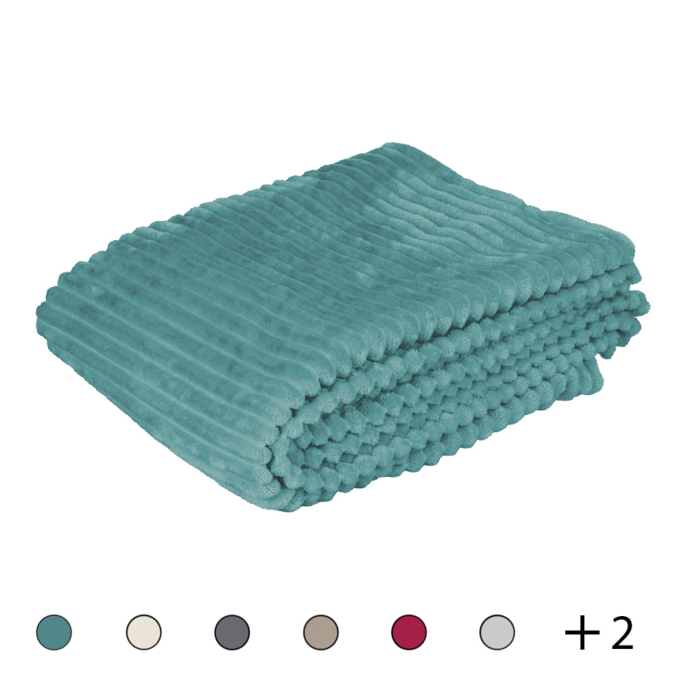 Coperta costine multiuso 130x160 cm in tessuto flannel fleece caldo e traspirante, Sibilla