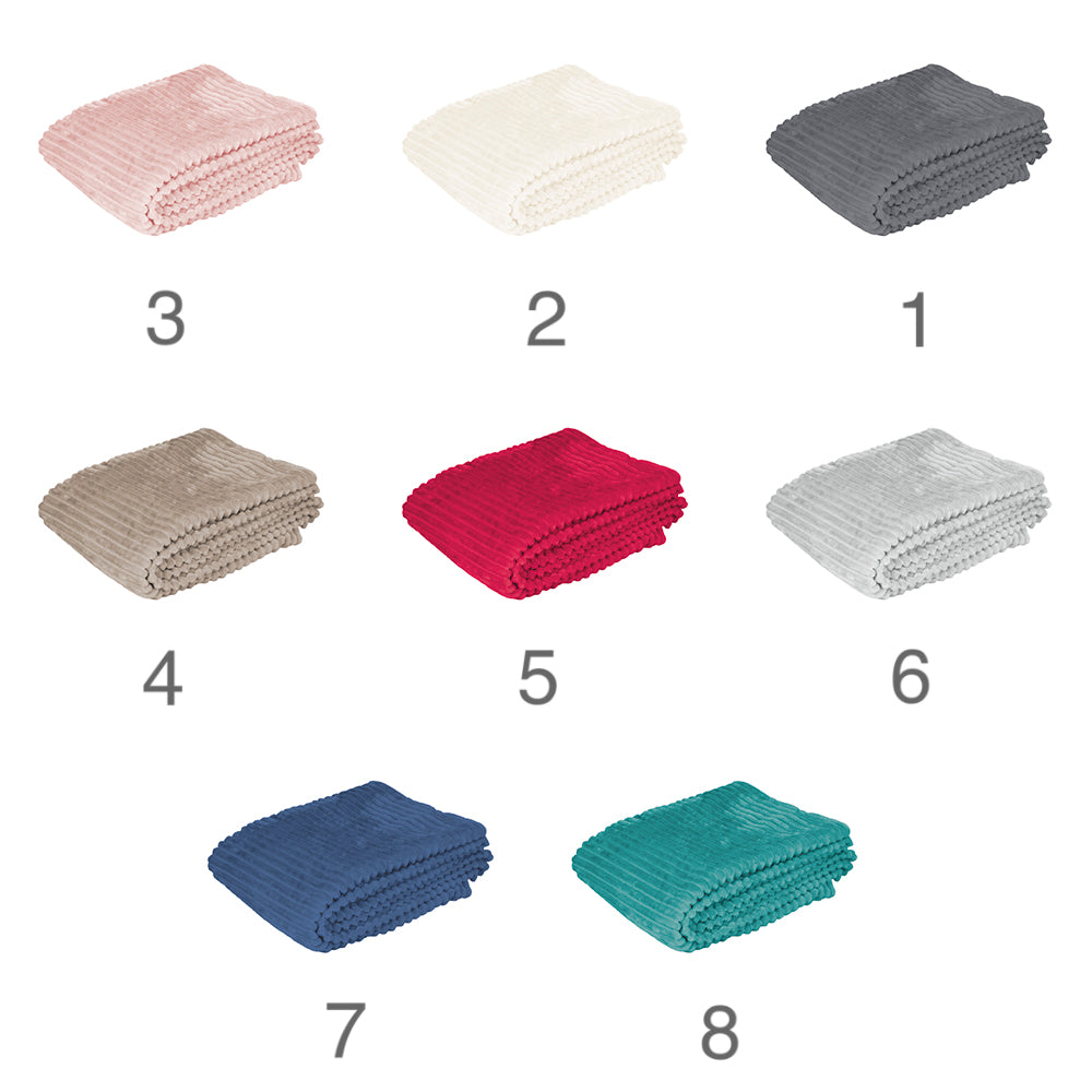 Coperta costine multiuso 130x160 cm in tessuto flannel fleece caldo e traspirante, Sibilla