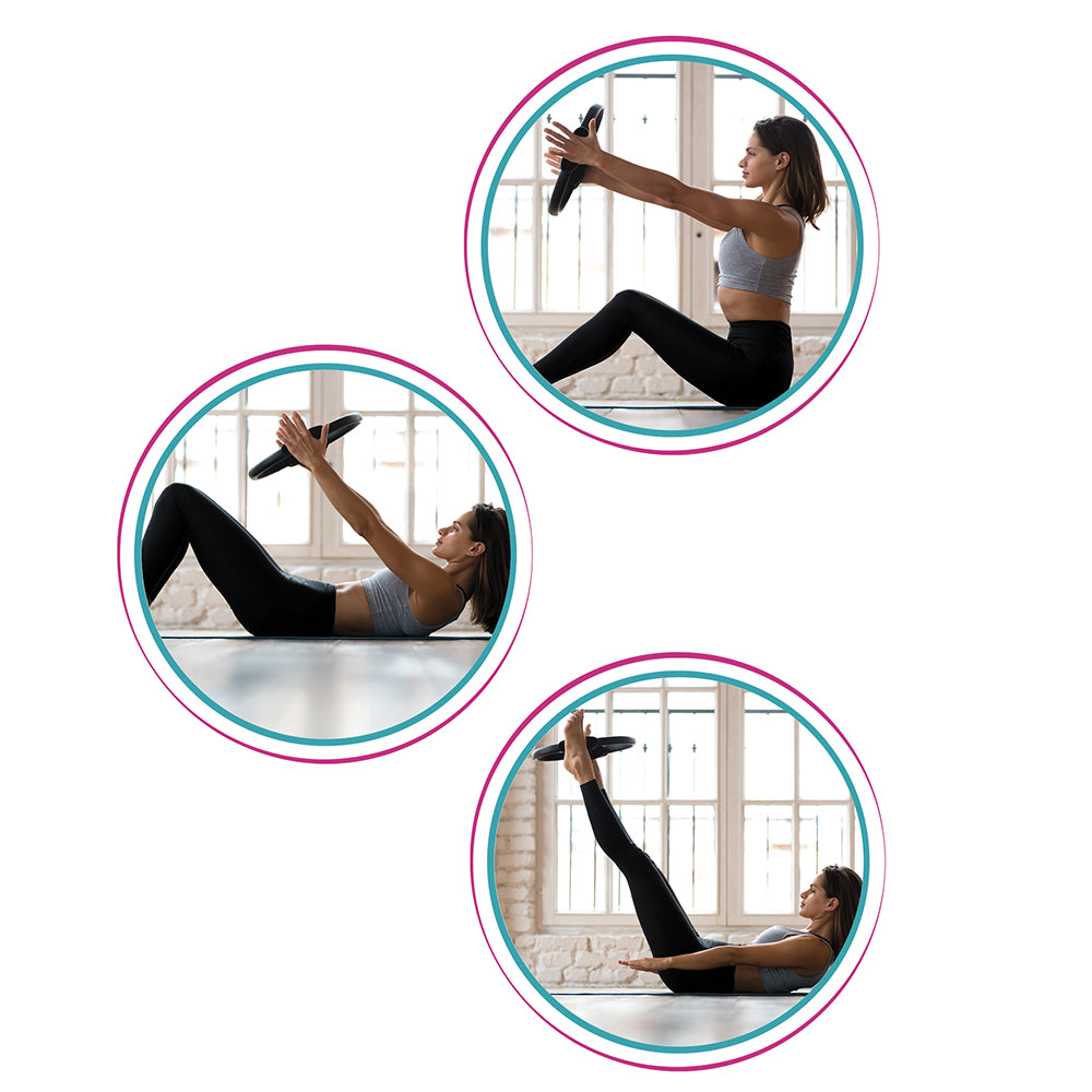 Anello pilates multifunzione con impugnature laterali esercizi fitness FitLover