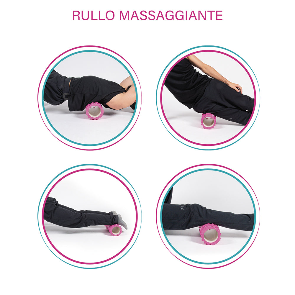 Foam roller rullo massaggiante per esercizi fitness in PVC e gomma