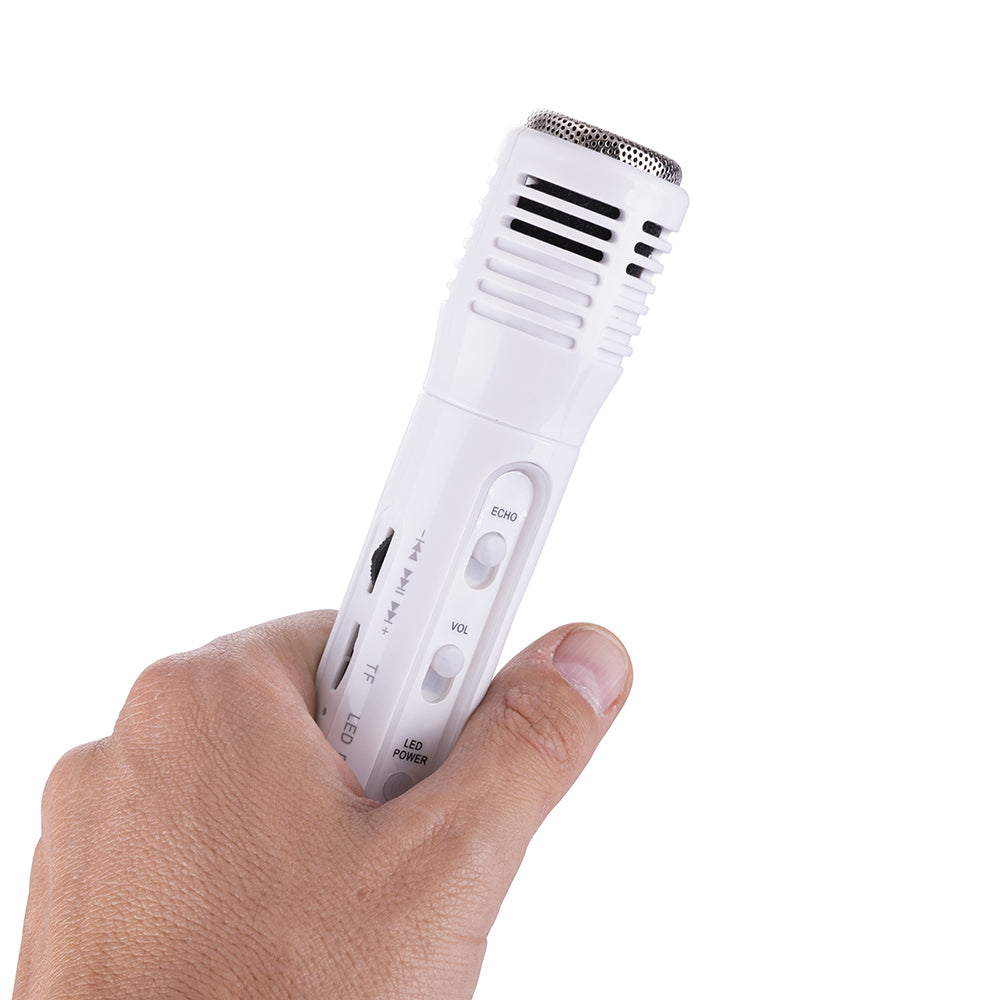 Microfono ricaricabile karaoke wireless 4 in1 con luci led con slot scheda SD Sing