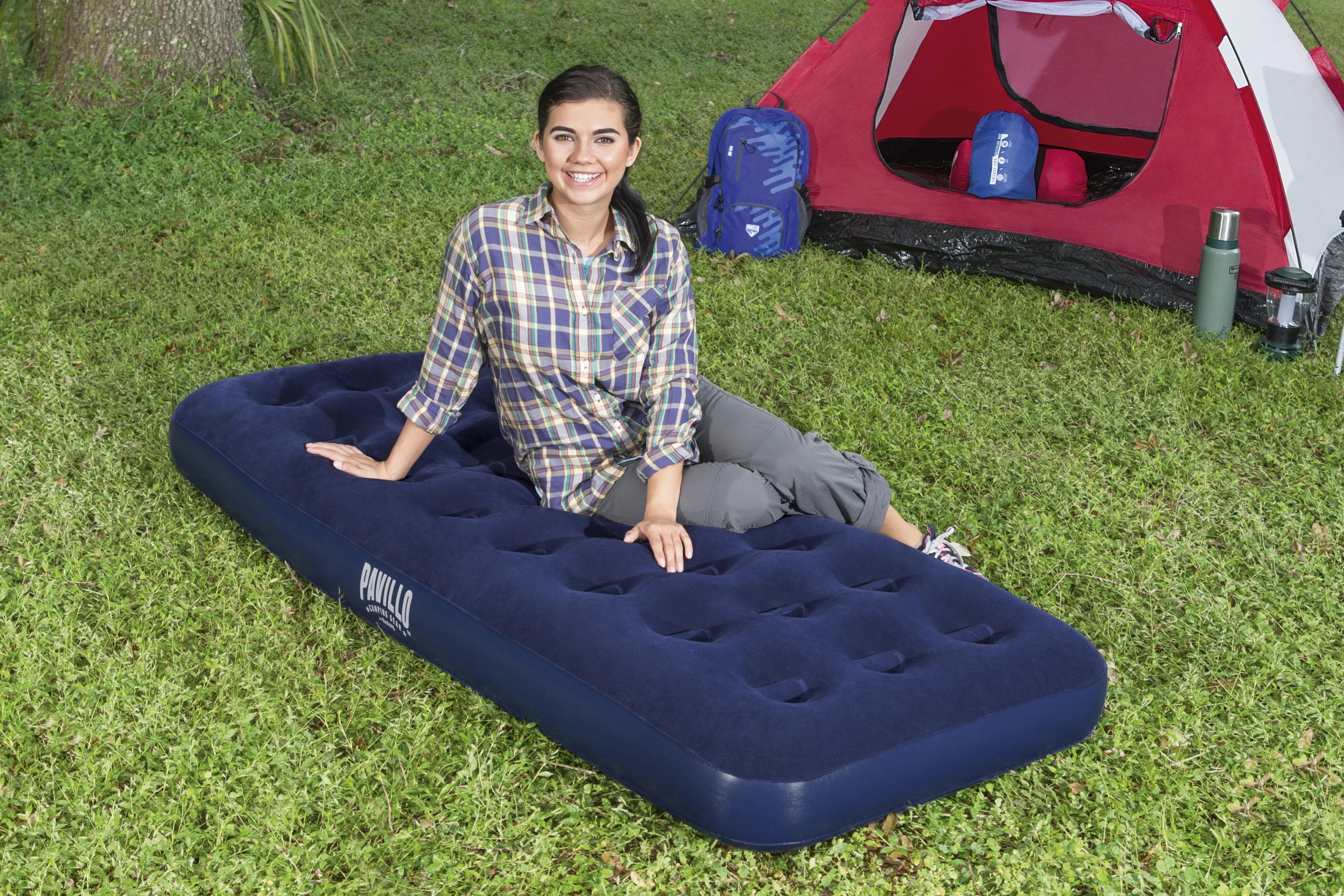 Materasso Gonfiabile Airbed Singolo Velluto Blu Floccato Pavillo Bestway 67000