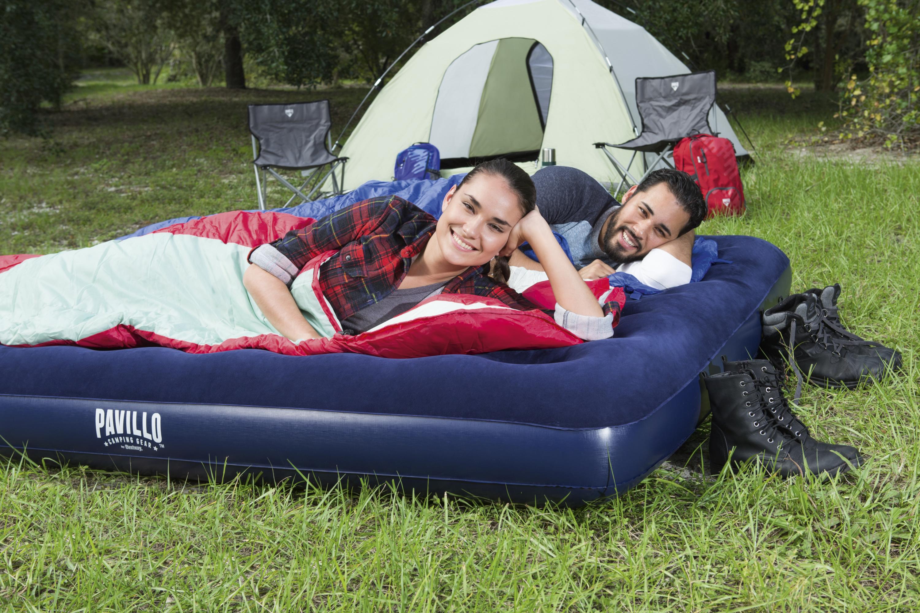 Airbed blu floccato materasso gonfiabile king Pavillo BestWay 67004