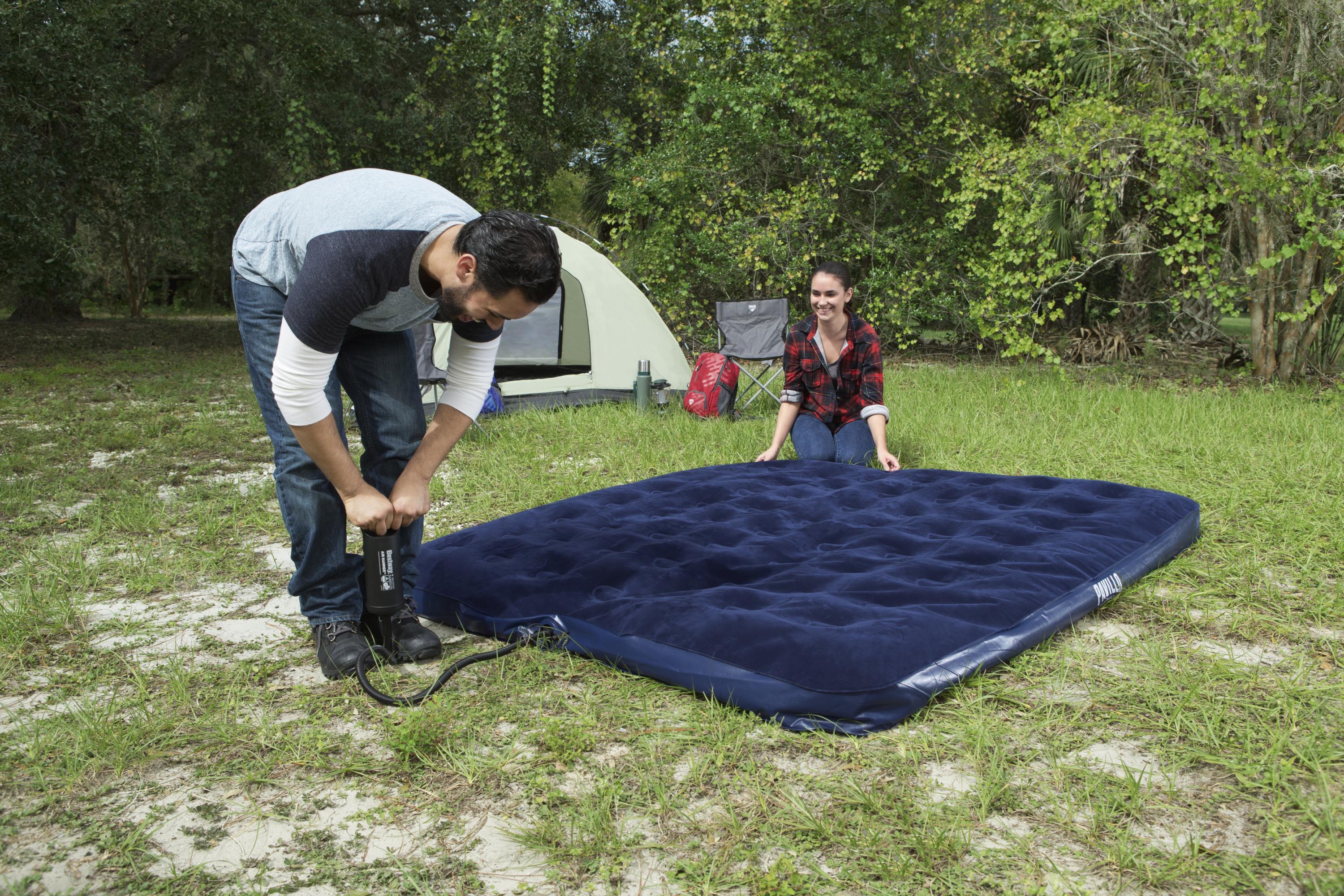 Airbed blu floccato materasso gonfiabile king Pavillo BestWay 67004