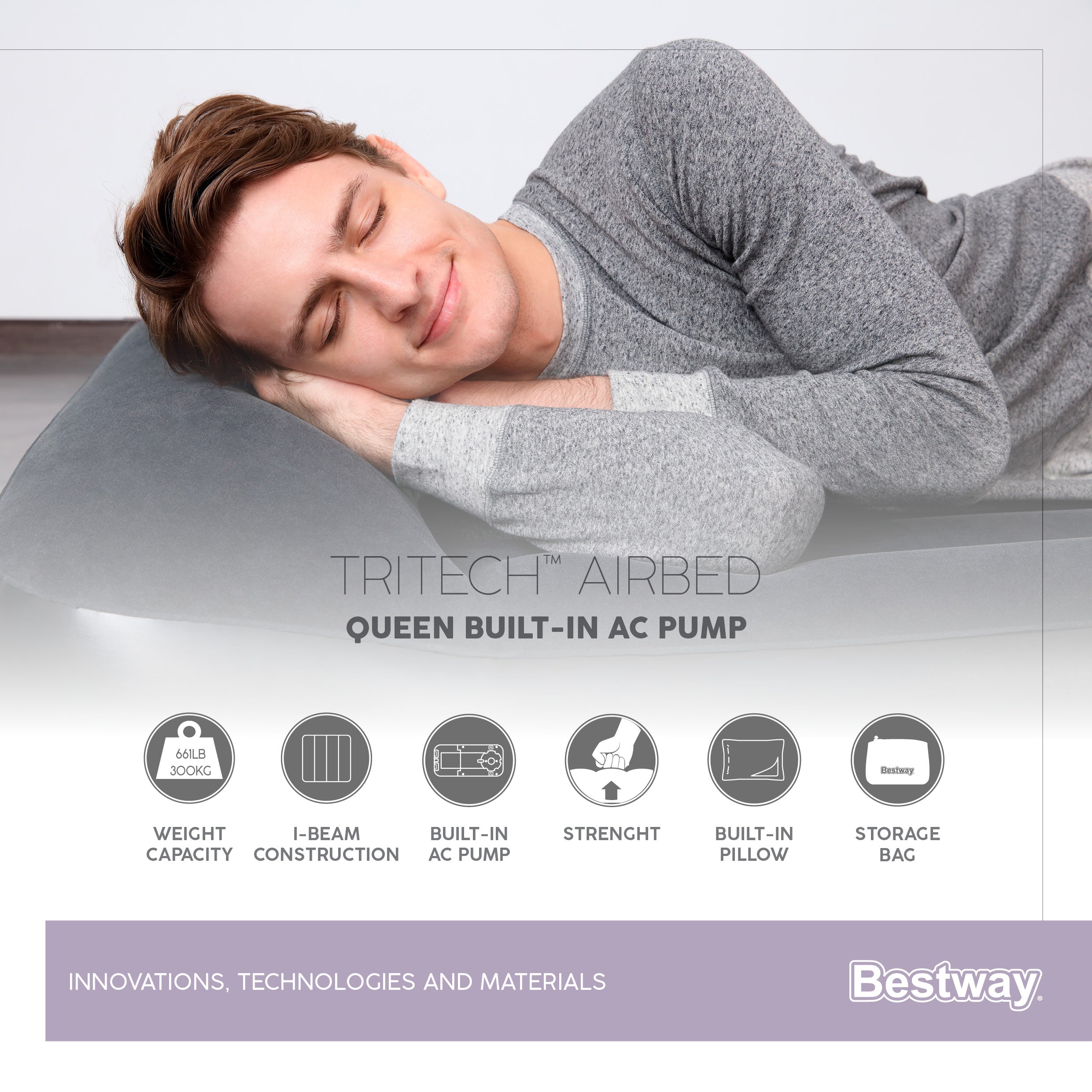 Materasso airbed gonfiabile matrimoniale con pompa elettrica Integrata Bestway 67464