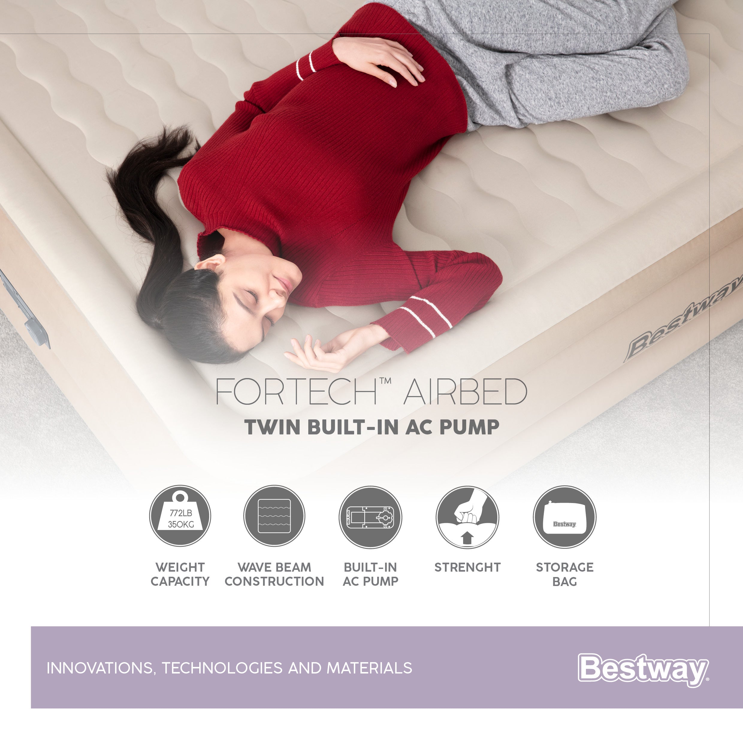 Materasso Airbed gonfiabile matrimoniale Fortech con pompa incorporata B