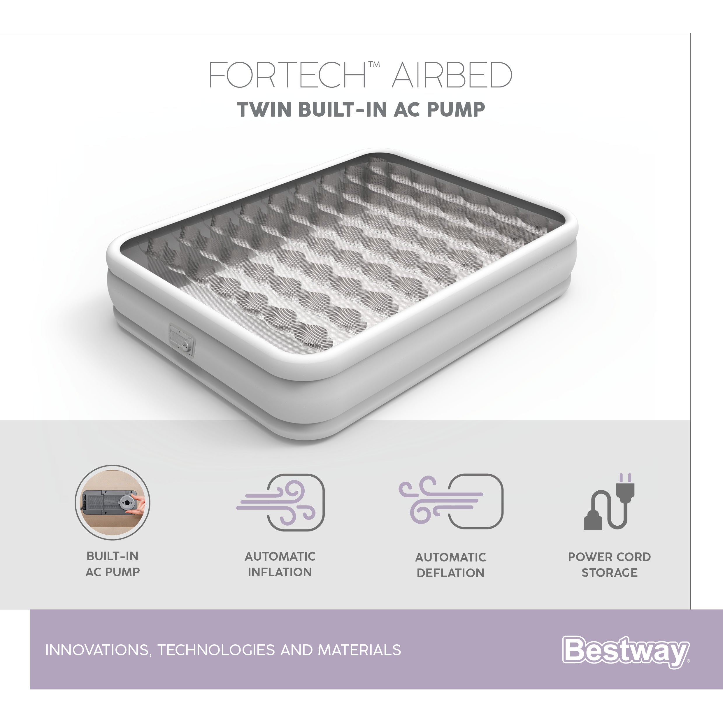 Materasso Airbed gonfiabile matrimoniale Fortech con pompa incorporata B