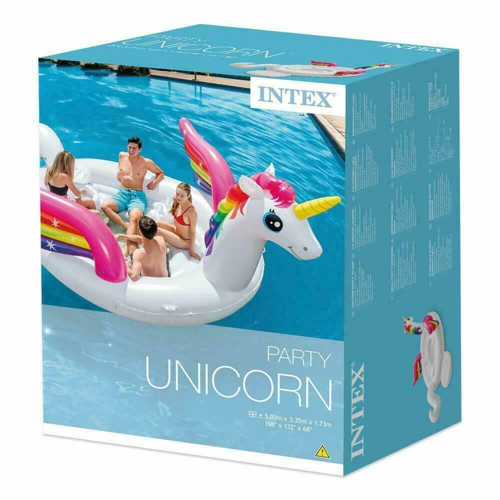 Piscina galleggiante Unicorno 503x335x173 cm - Isola Party Unicorno Intex 57266 NP