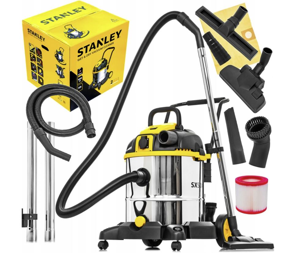 Bidone Aspira solidi e liquidi Acciaio Inox 50 lt 1600 W Stanley SXVC50XTDE