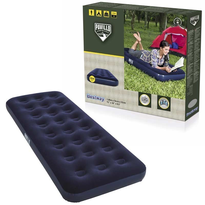 Materasso Gonfiabile Airbed Singolo Velluto Blu Floccato Pavillo Bestway