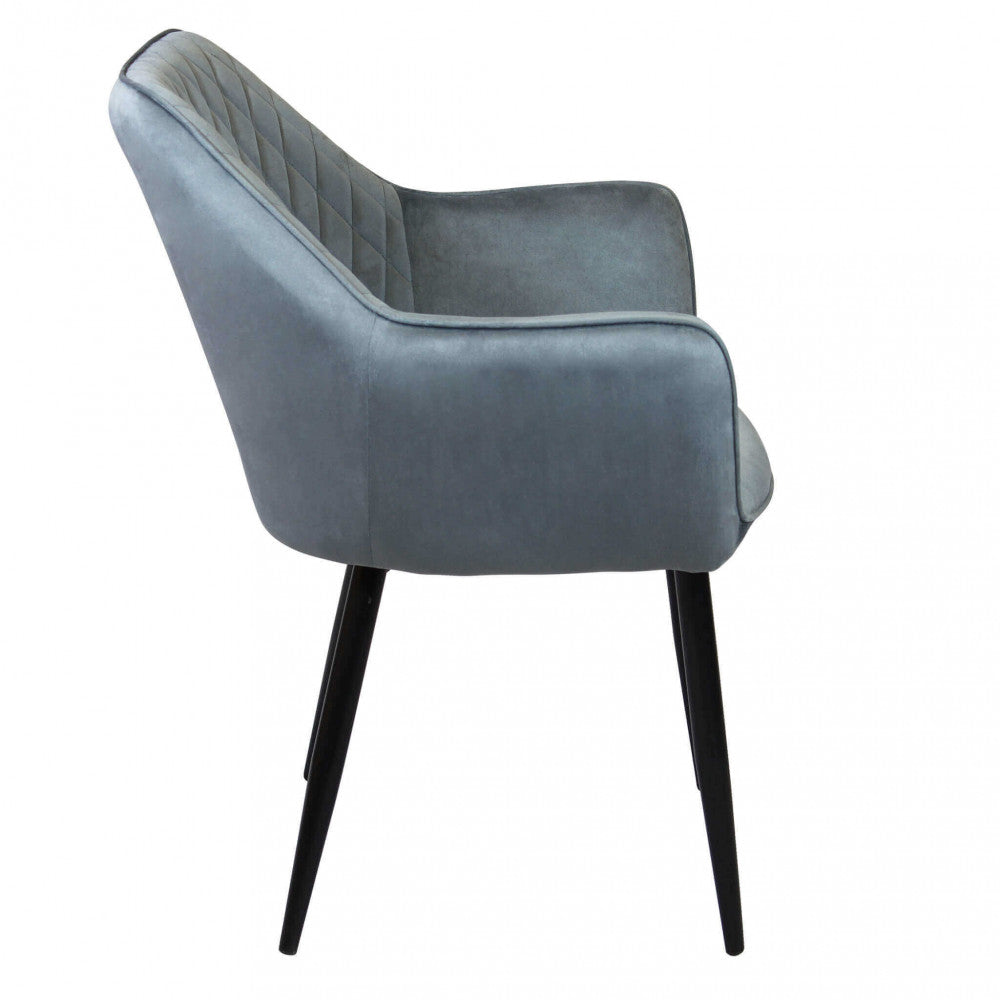 Sedia poltrona design da interno con struttura in metallo e seduta rivestita in velluto Dobby