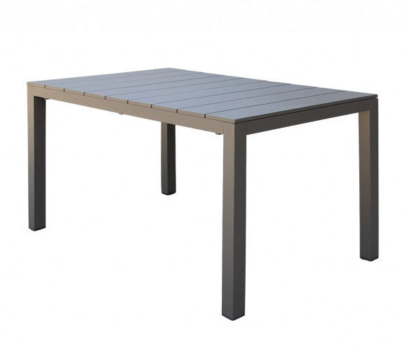 Tavolo da esterno allungabile 149/215 cm in alluminio con piedi regolabili e piano a doghe TEODOSIO