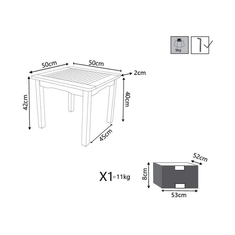 Tavolino per esterno in legno di acacia