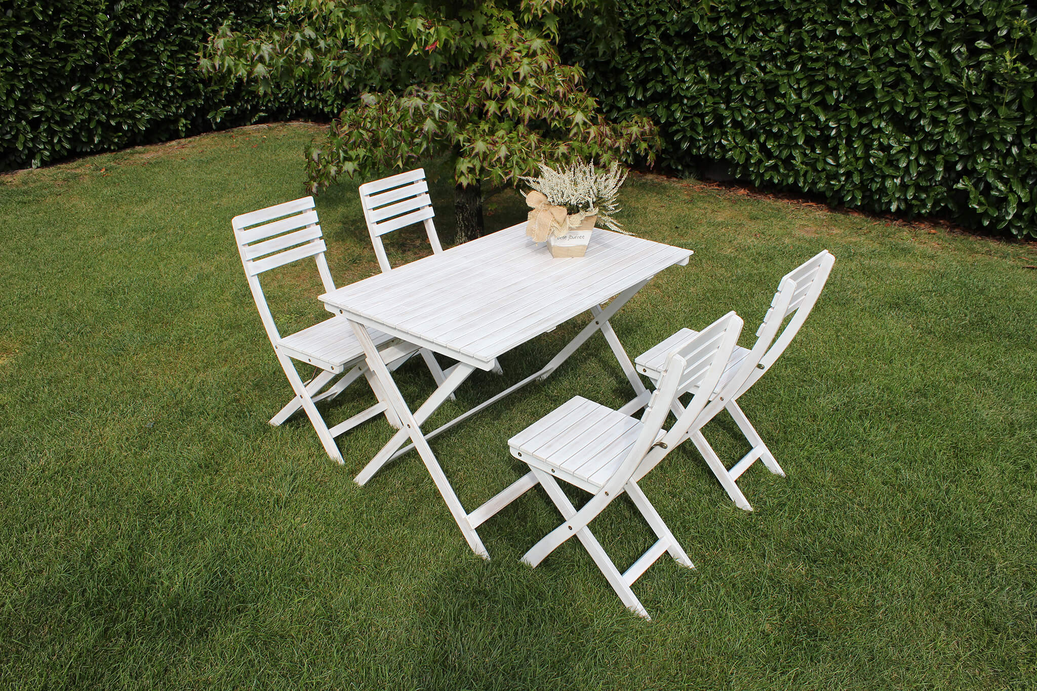 Tavolo per esterno pieghevole in legno Bianco Daily