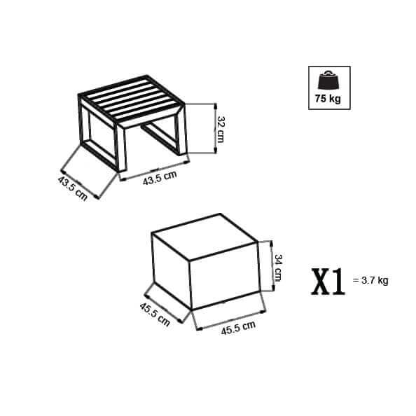 Tavolino in alluminio per esterno 45x45 MILOS