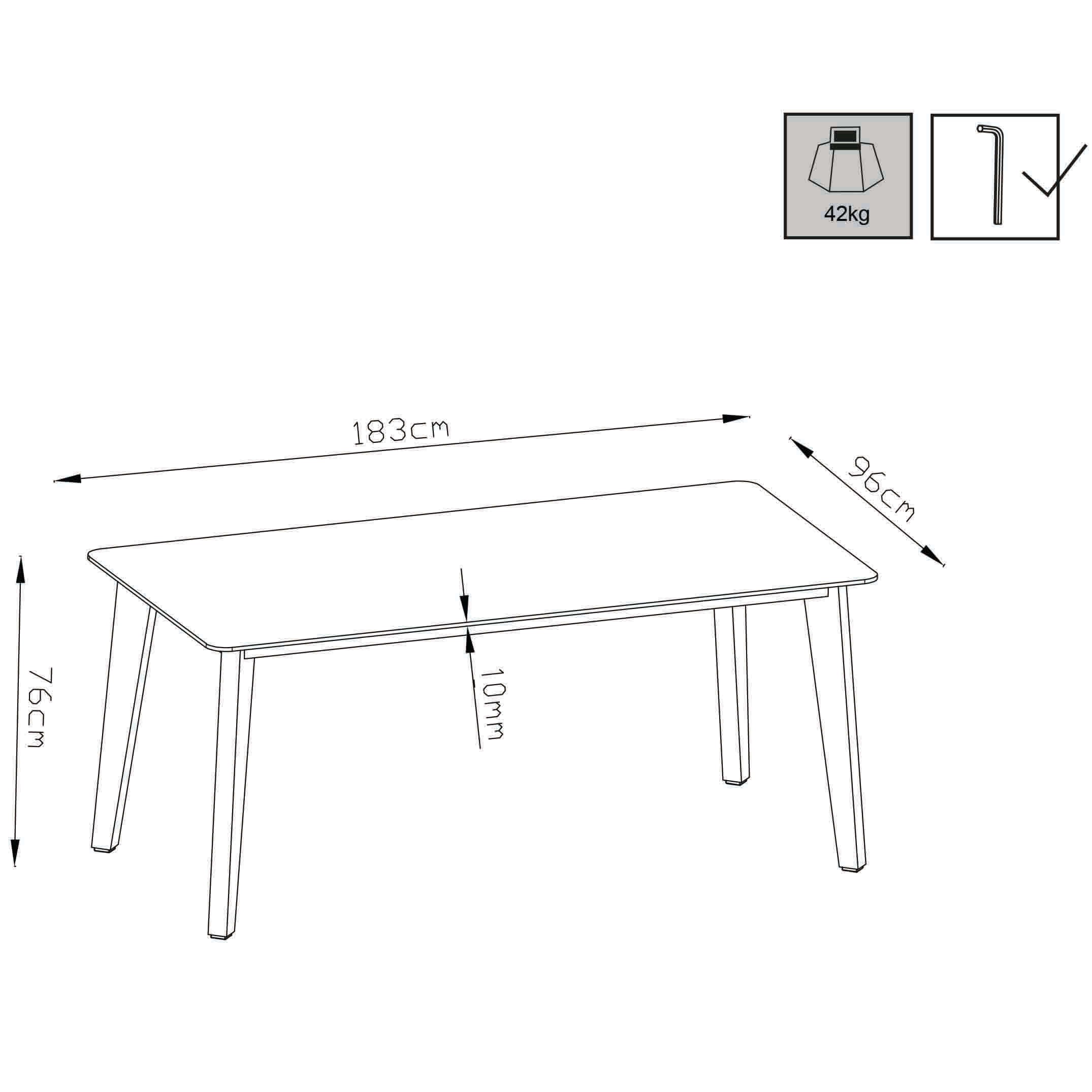 Tavolo in alluminio e piano in laminato per esterno 180x90 ROMA