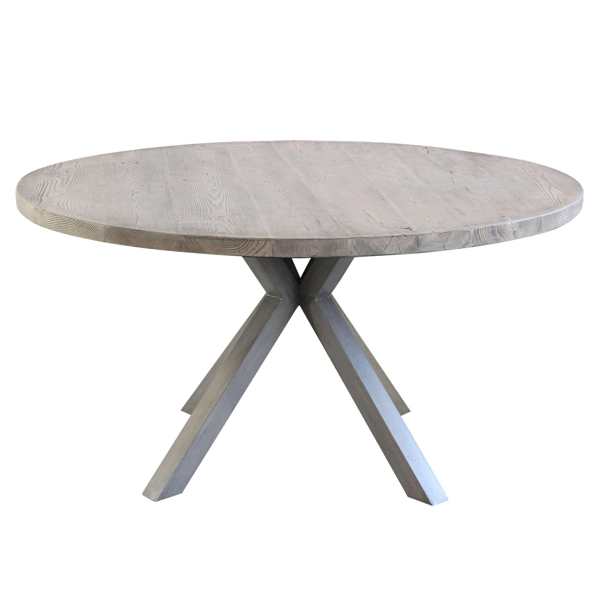 Tavolo per esterno in alluminio con piano in cementite effetto legno Ø14