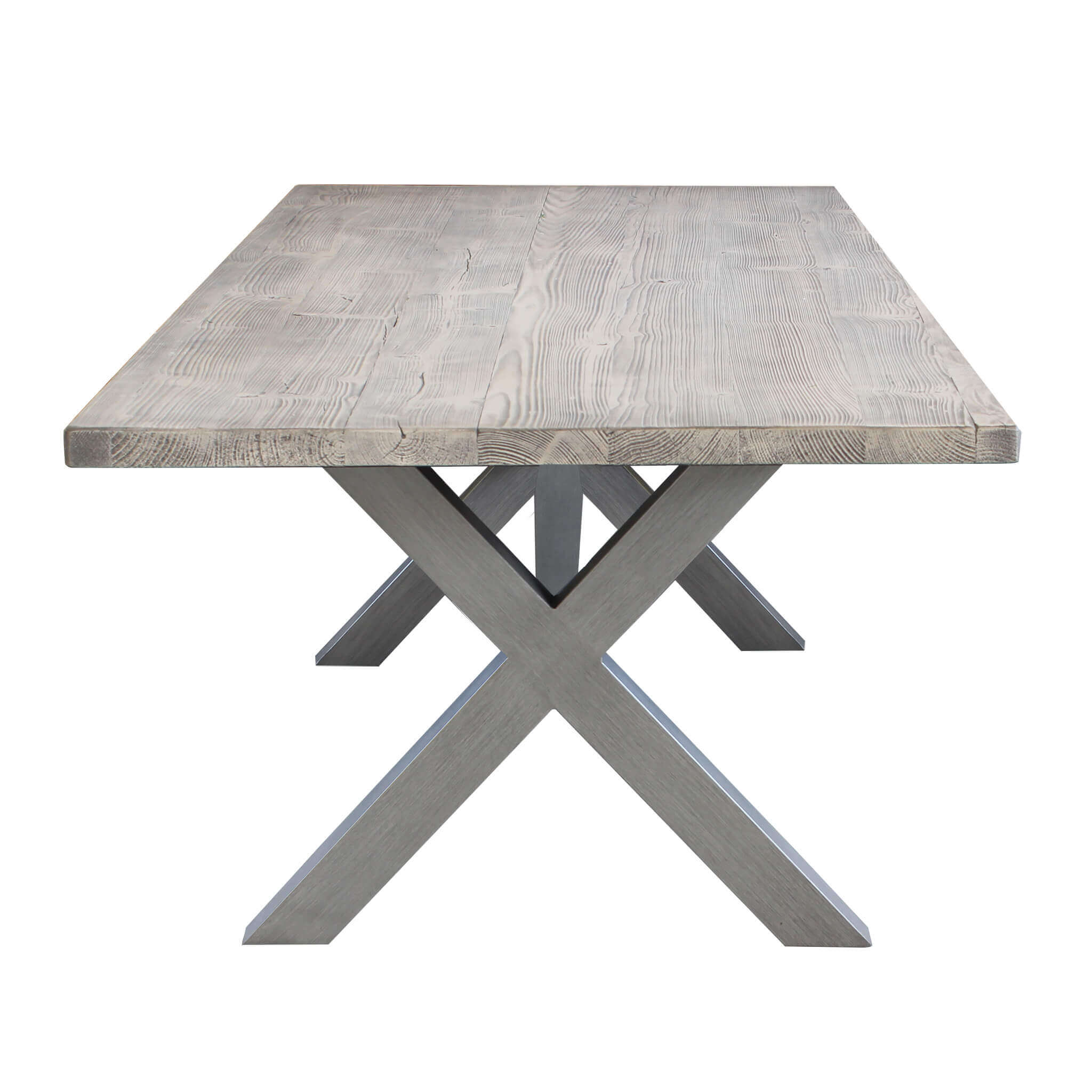 Tavolo per esterno in alluminio con piano in cementite effetto legno 200