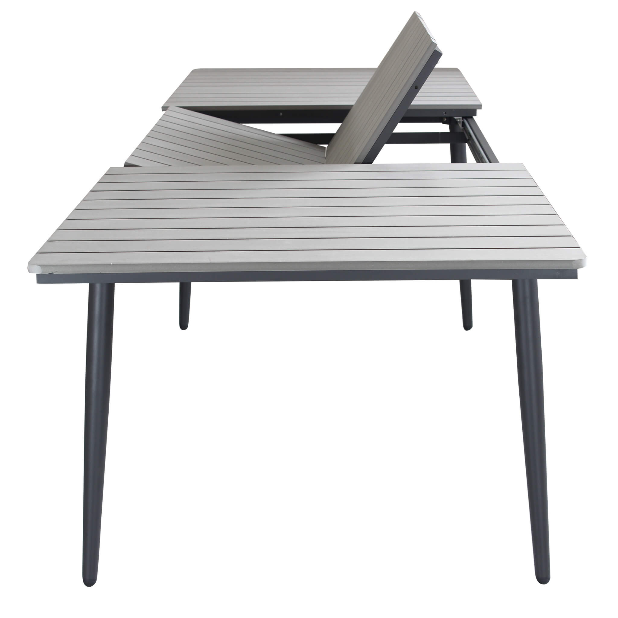 Tavolo allungabile da esterno in alluminio con piano effetto doghe MIRAG