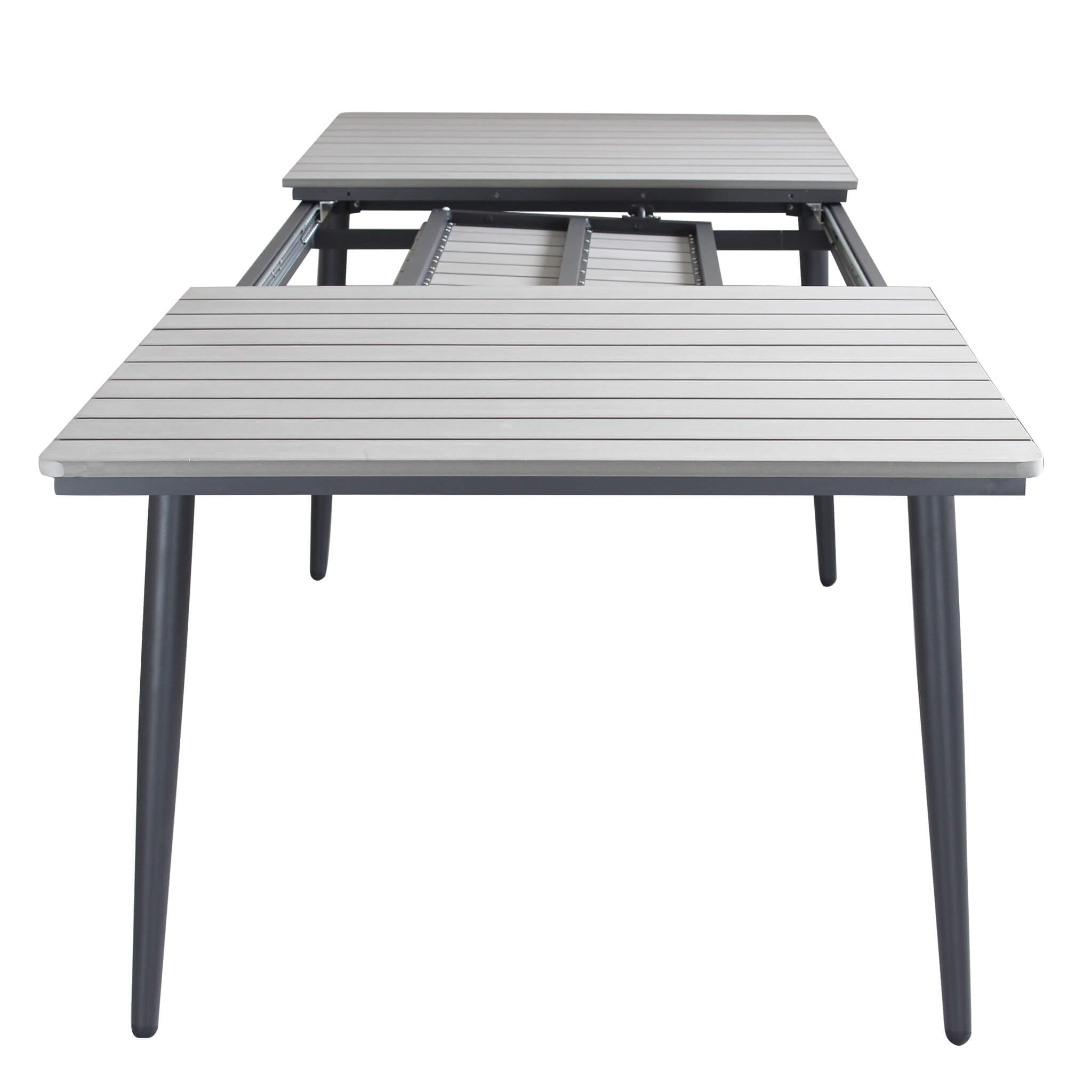 Tavolo allungabile da esterno in alluminio con piano effetto doghe MIRAG