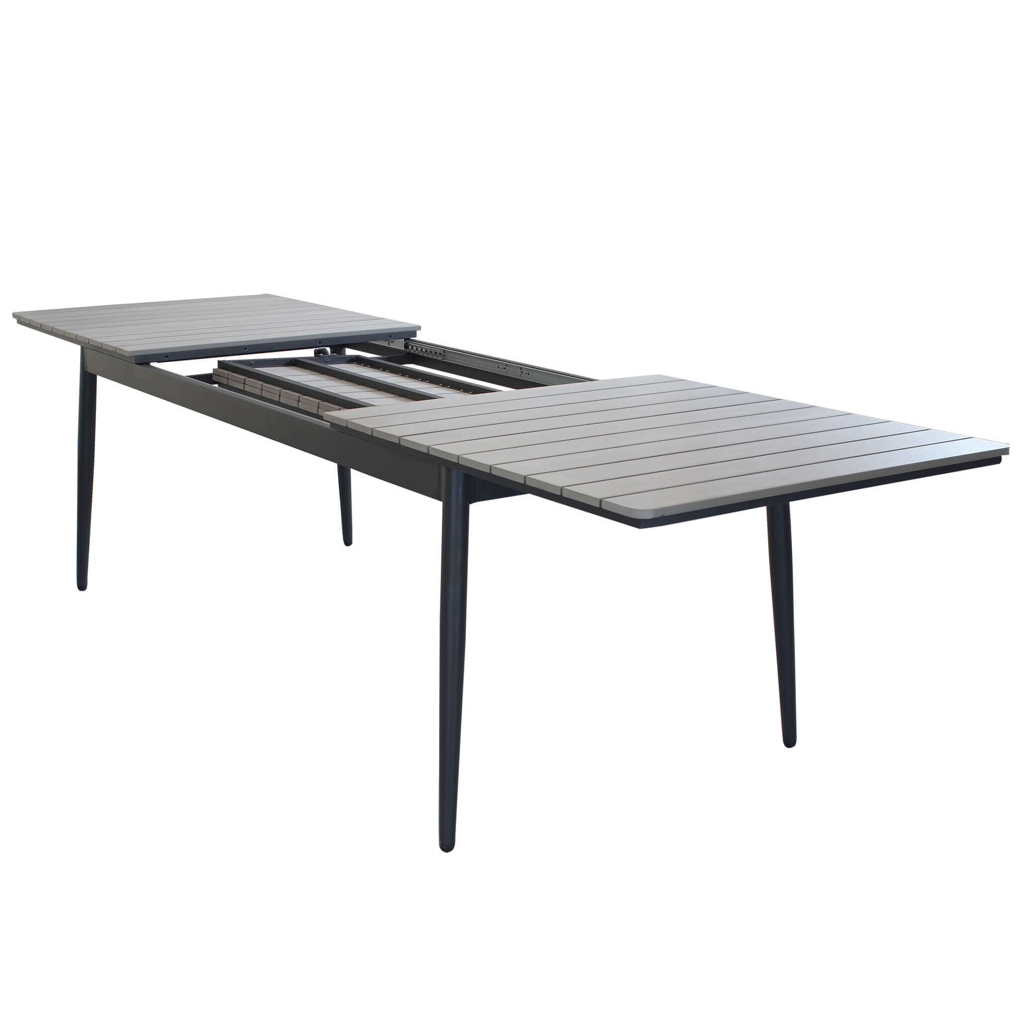 Tavolo allungabile da esterno in alluminio con piano effetto doghe MIRAG