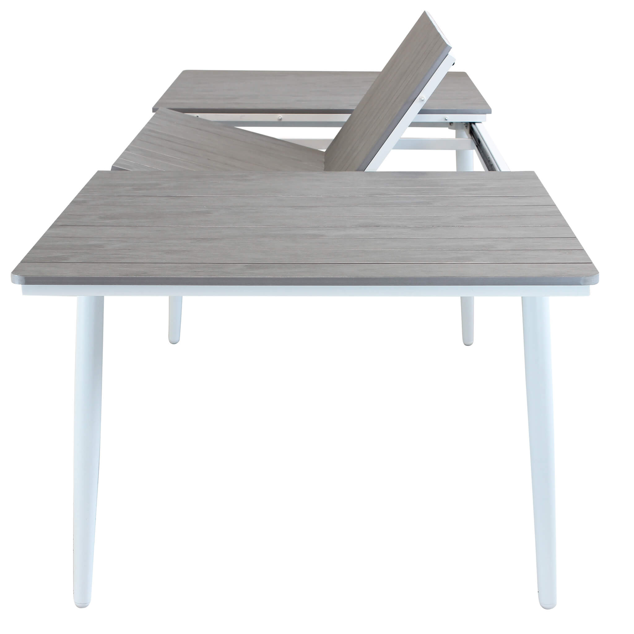 Tavolo allungabile da esterno in alluminio con piano effetto doghe MIRAG