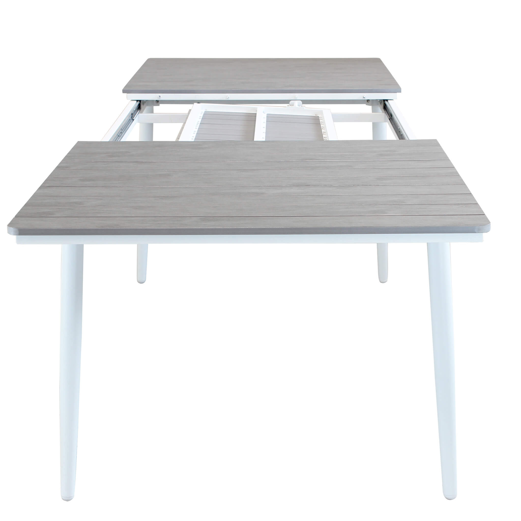 Tavolo allungabile da esterno in alluminio con piano effetto doghe MIRAG