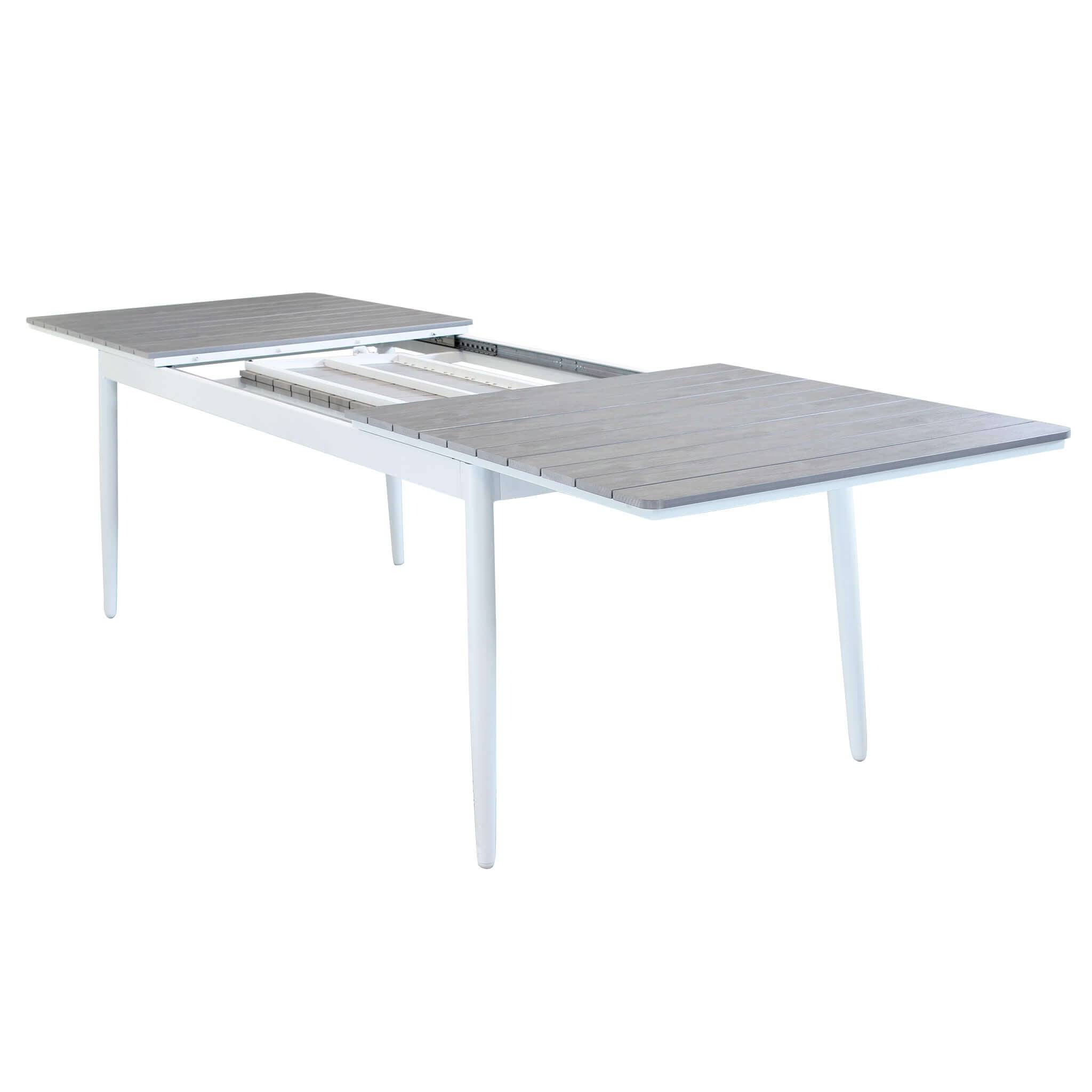 Tavolo allungabile da esterno in alluminio con piano effetto doghe MIRAG