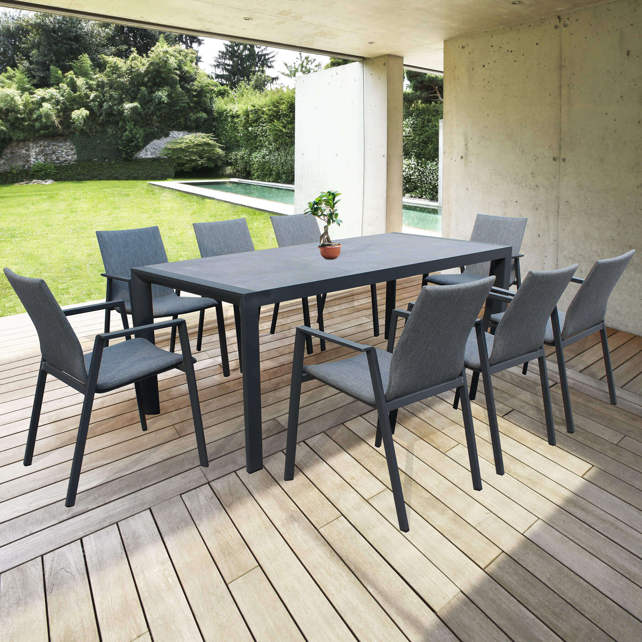 Sedia poltrona impilabile per esterno in alluminio LAGON