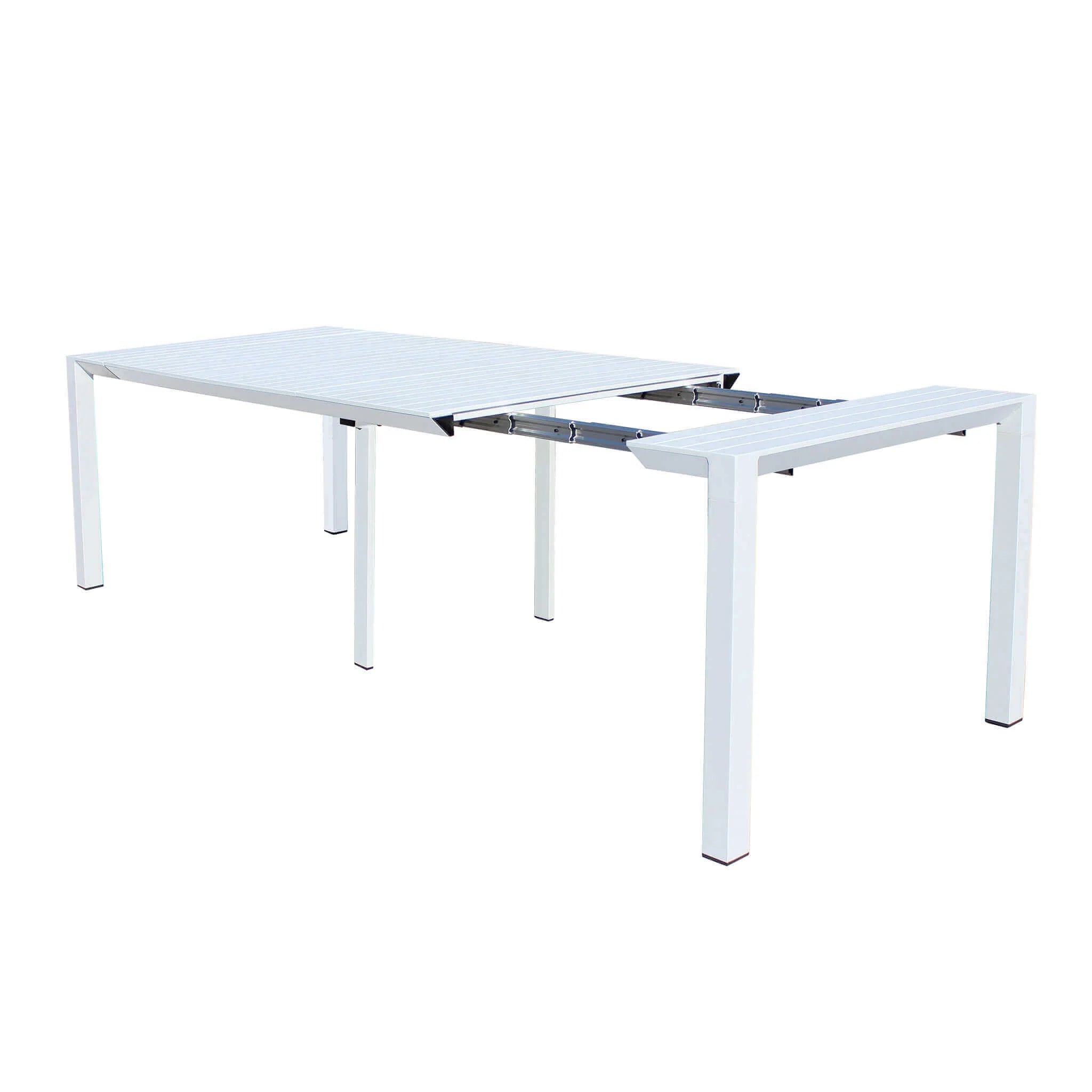 Tavolo consolle estensibile da esterno con struttura in alluminio e piano effetto doghe Blister