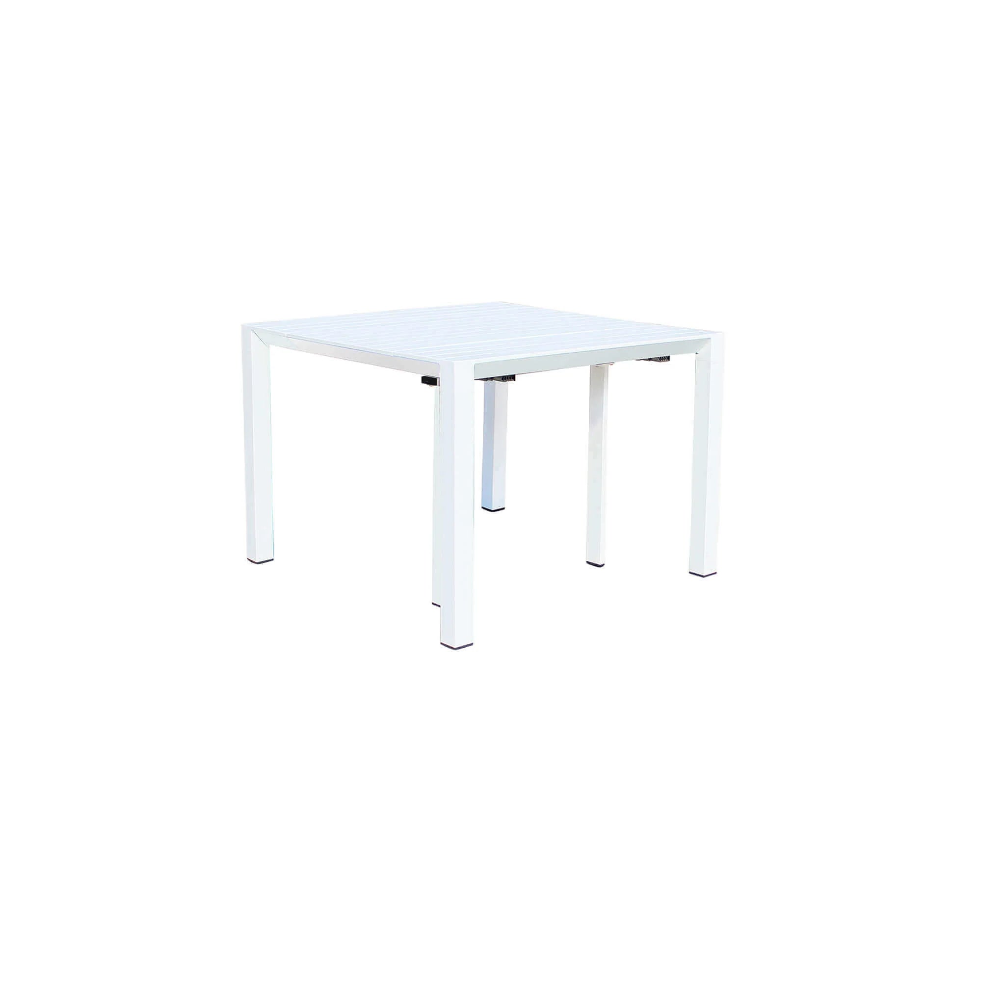 Tavolo consolle estensibile da esterno con struttura in alluminio e piano effetto doghe Blister