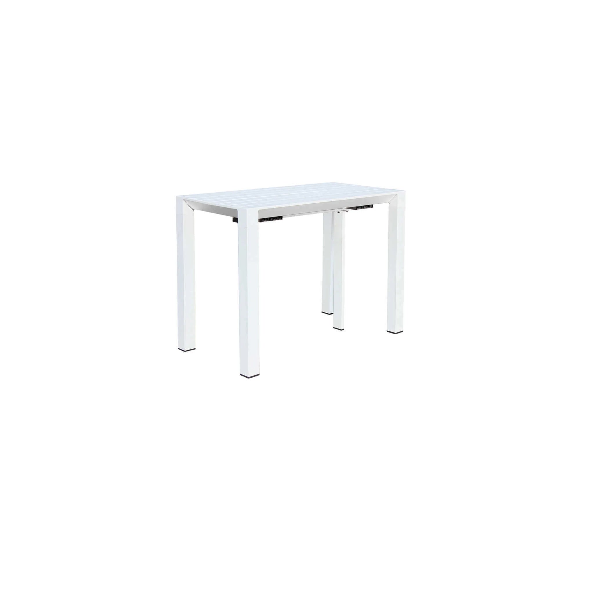 Tavolo consolle estensibile da esterno con struttura in alluminio e piano effetto doghe Blister