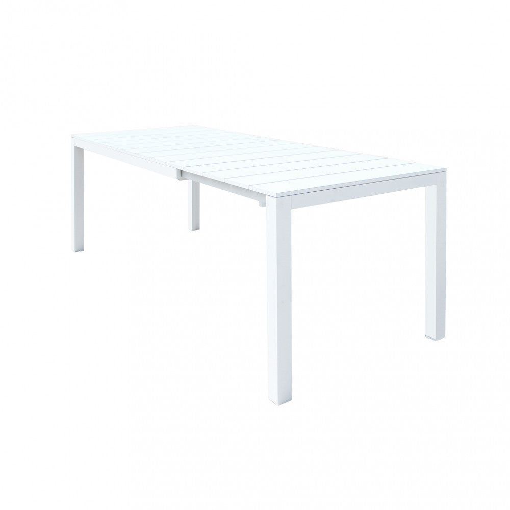 Tavolo da esterno allungabile 149/215 cm in alluminio con piedi regolabili e piano a doghe TEODOSIO