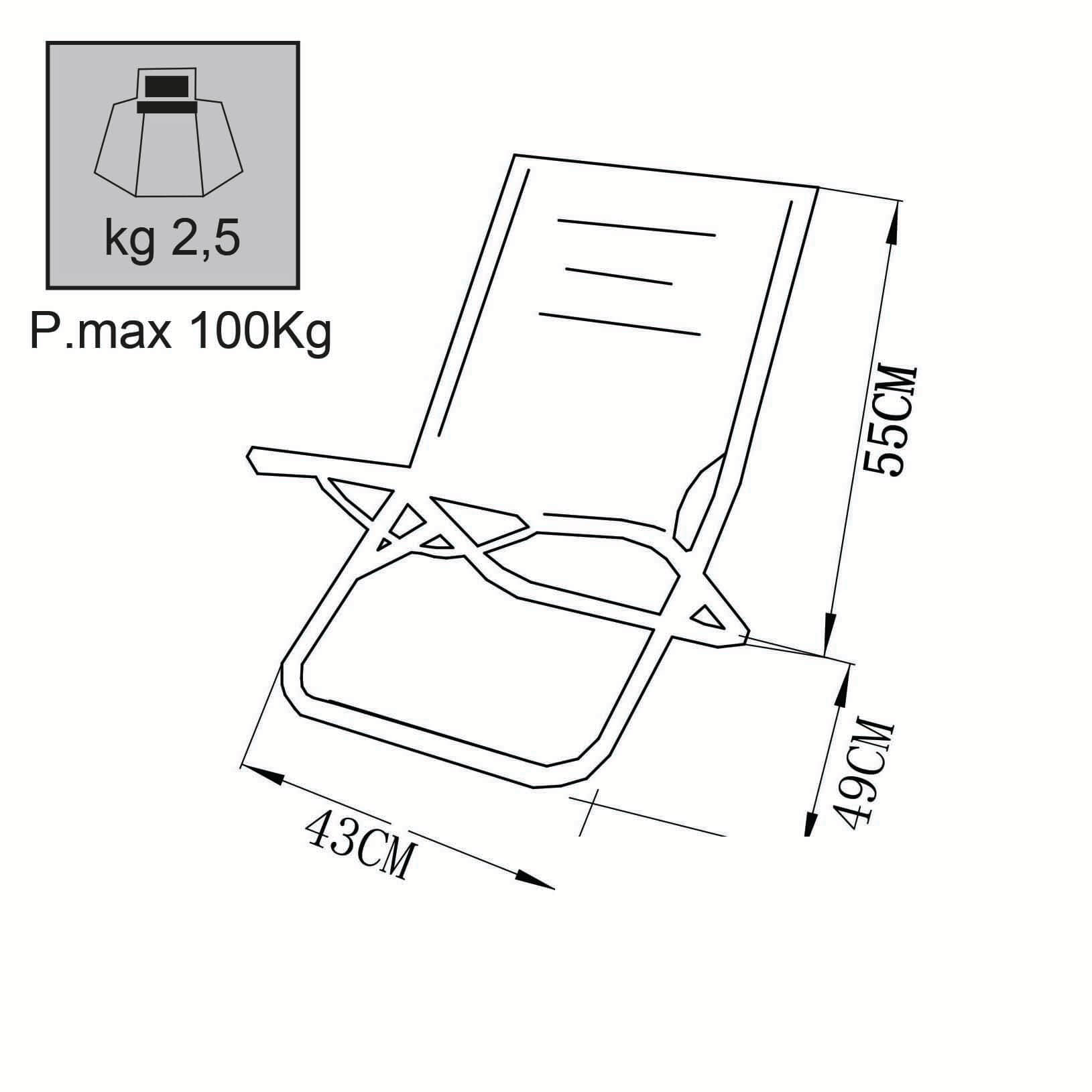 Spiaggina chiudibile in acciaio con seduta e schienale in tessuto azzurr