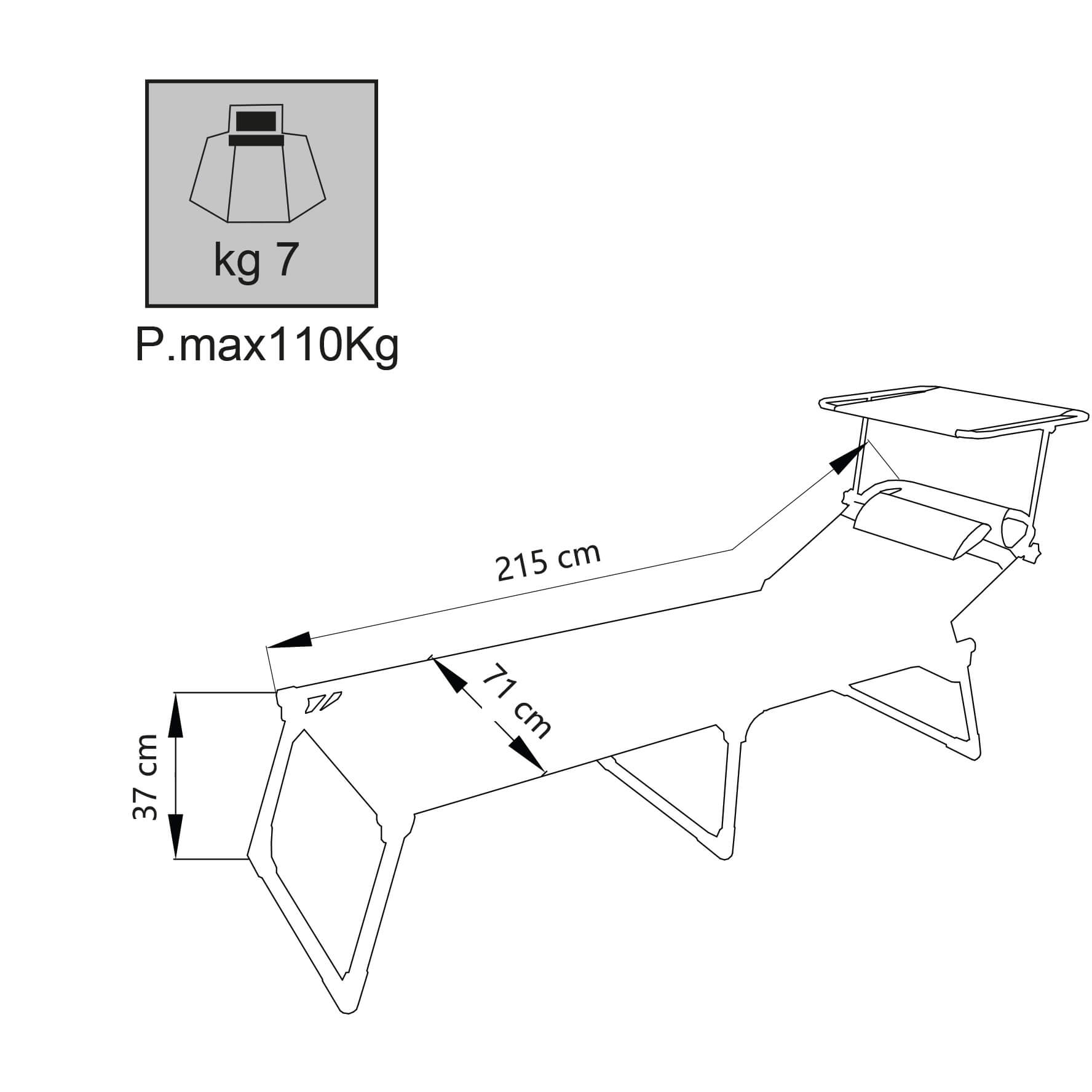 Brandina pieghevole da spiaggia in alluminio con tettuccio Raquel