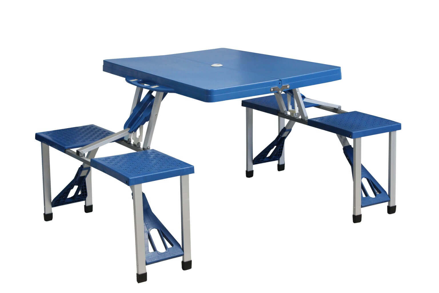 Tavolo pieghevole con sgabelli chiudibile a valigetta