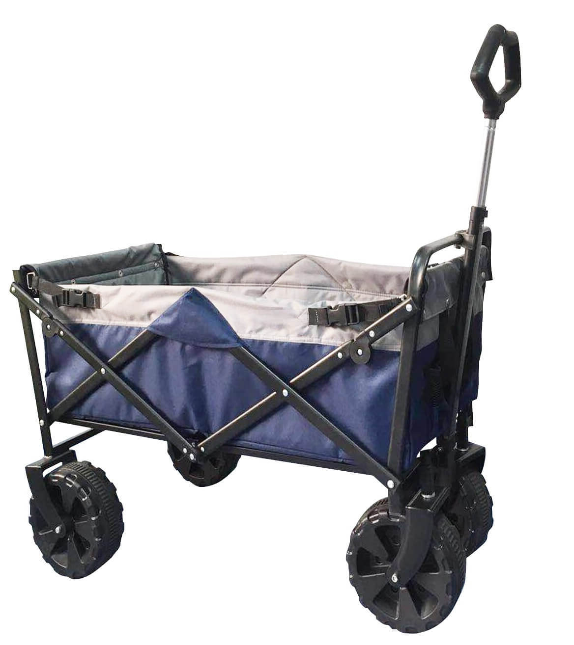 Carrello trolley pieghevole blu da spiaggia con struttura in acciaio