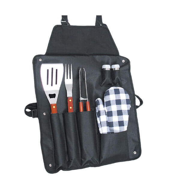 Grembiule con tasche e accessori per barbecue