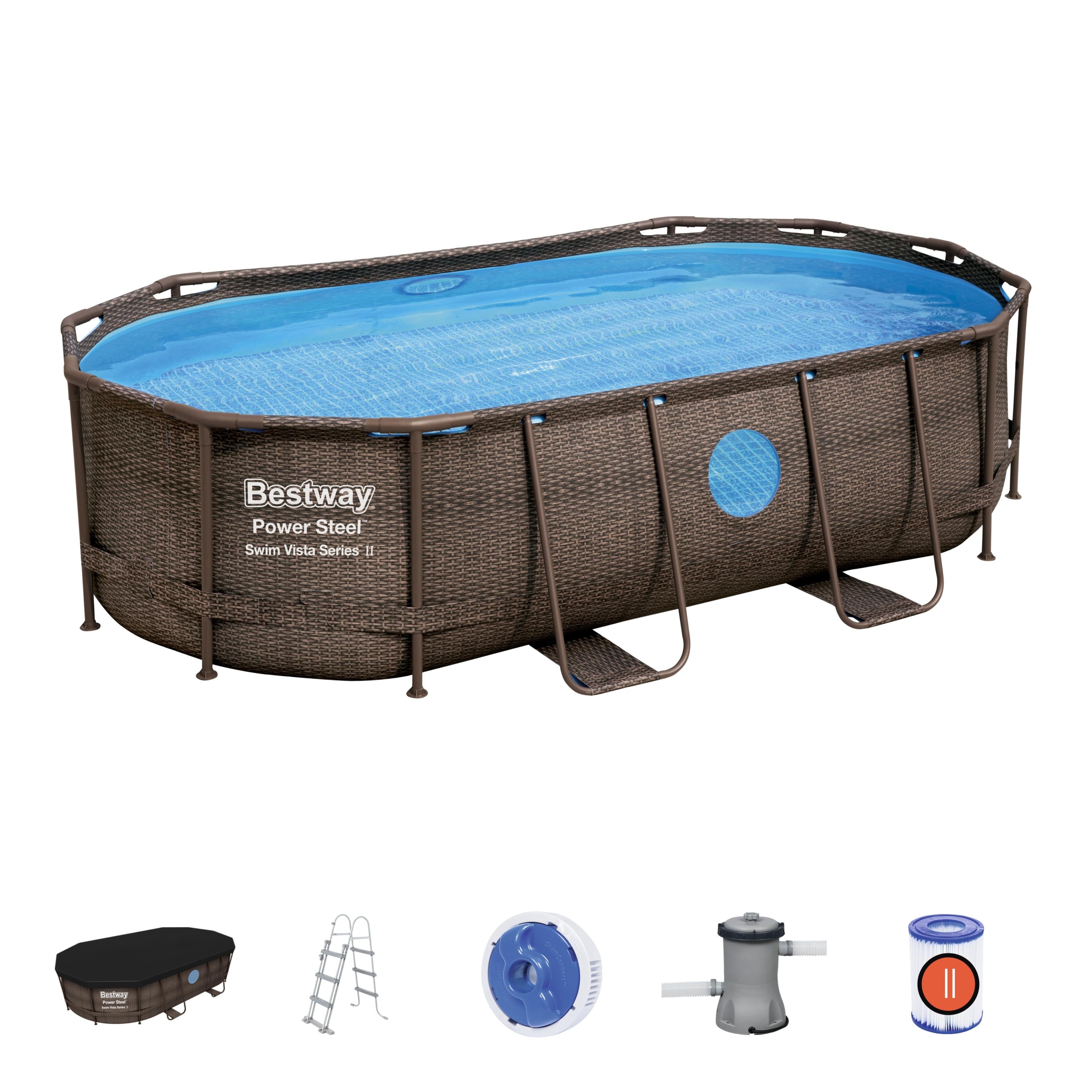 Piscina Power Steel Swim Vista II Series Ovale Con Oblò 427X250X100 cm Bestway 56714
